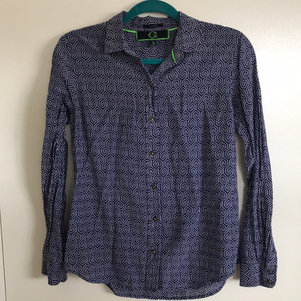 Fun patterned navy C Wonder Buttondown